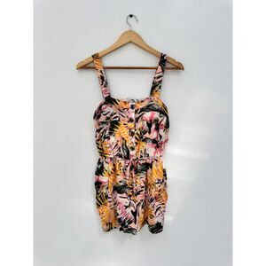 Lascana Tropical Print Cargo Utility Romper Pockets Size 4